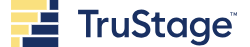 TruStage logo with blue text and a yellow-and-navy staircase icon